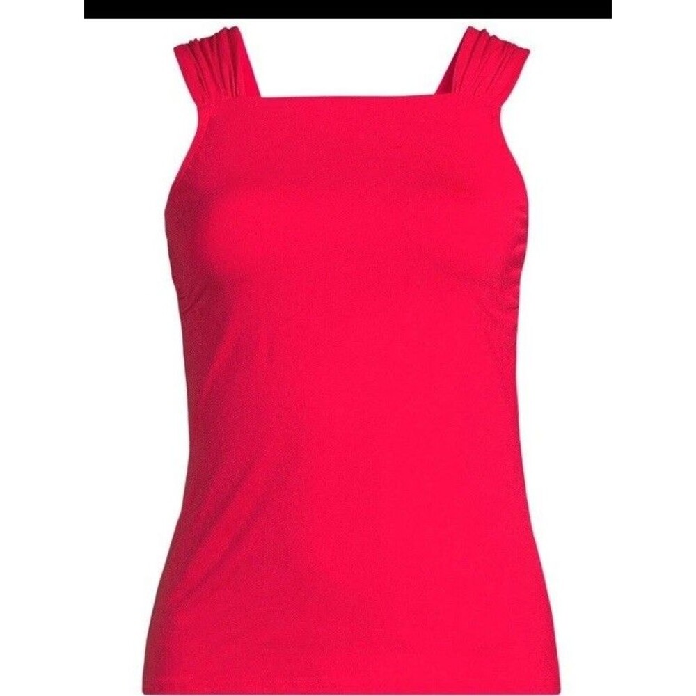 Lands End Cap Sleeve High Neck Tankini Swimsuit Top Sz 12